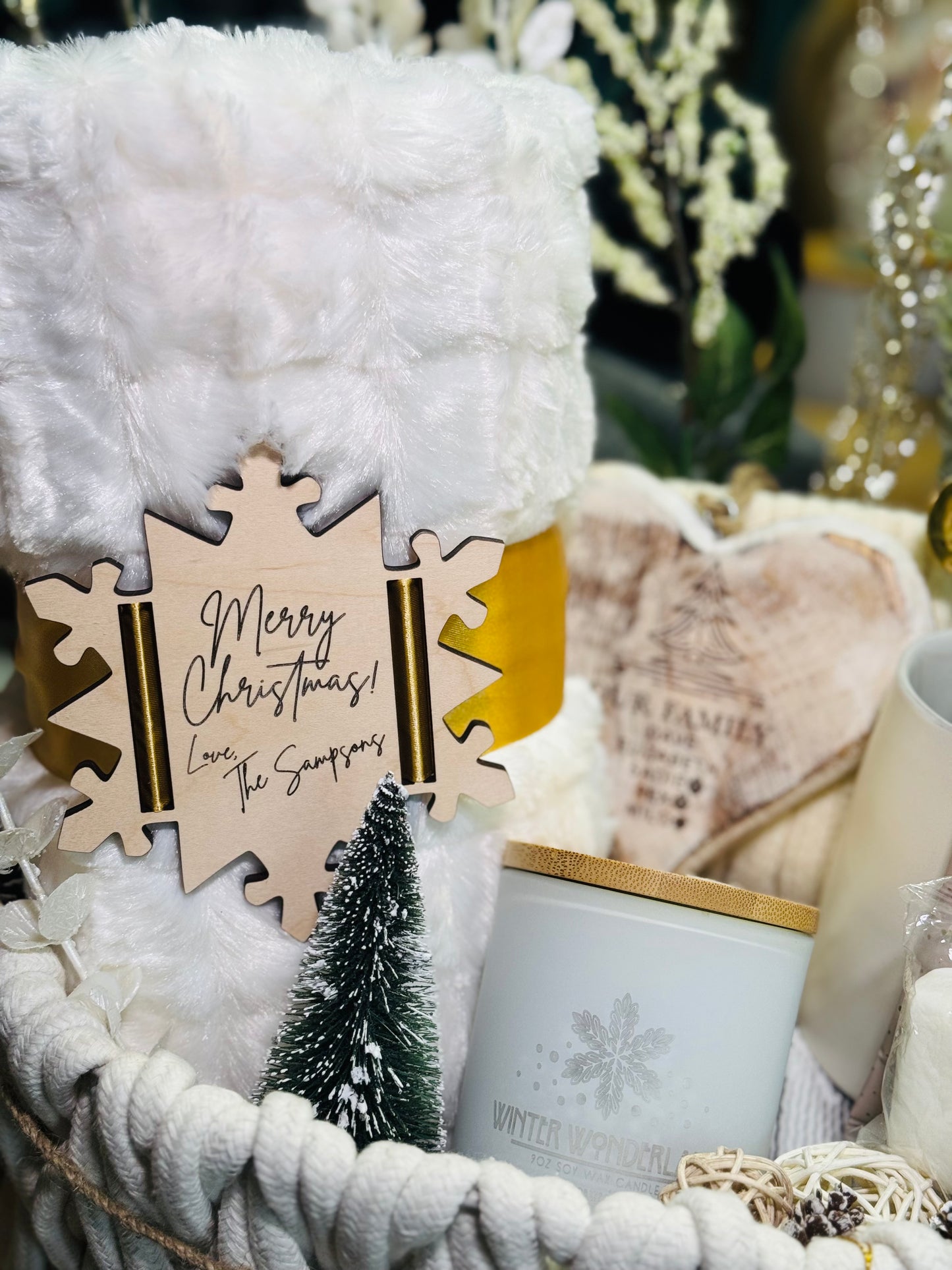 Winter White Holiday Basket | Holiday Cozy Basket | White Christmas Gift Basket
