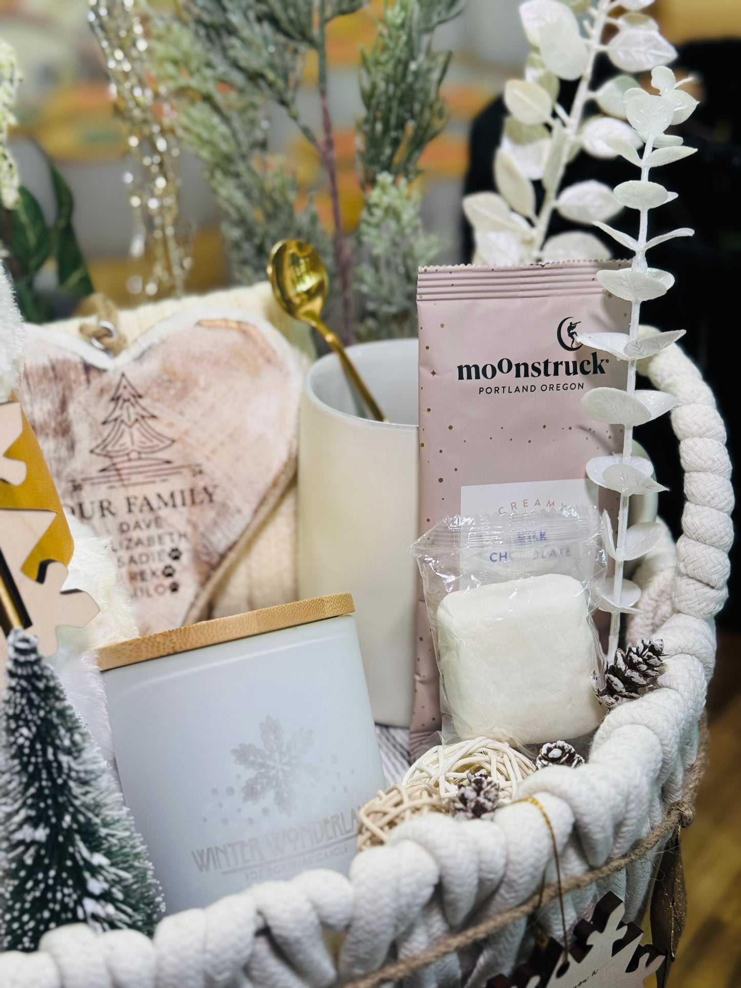 Winter White Holiday Basket | Holiday Cozy Basket | White Christmas Gift Basket
