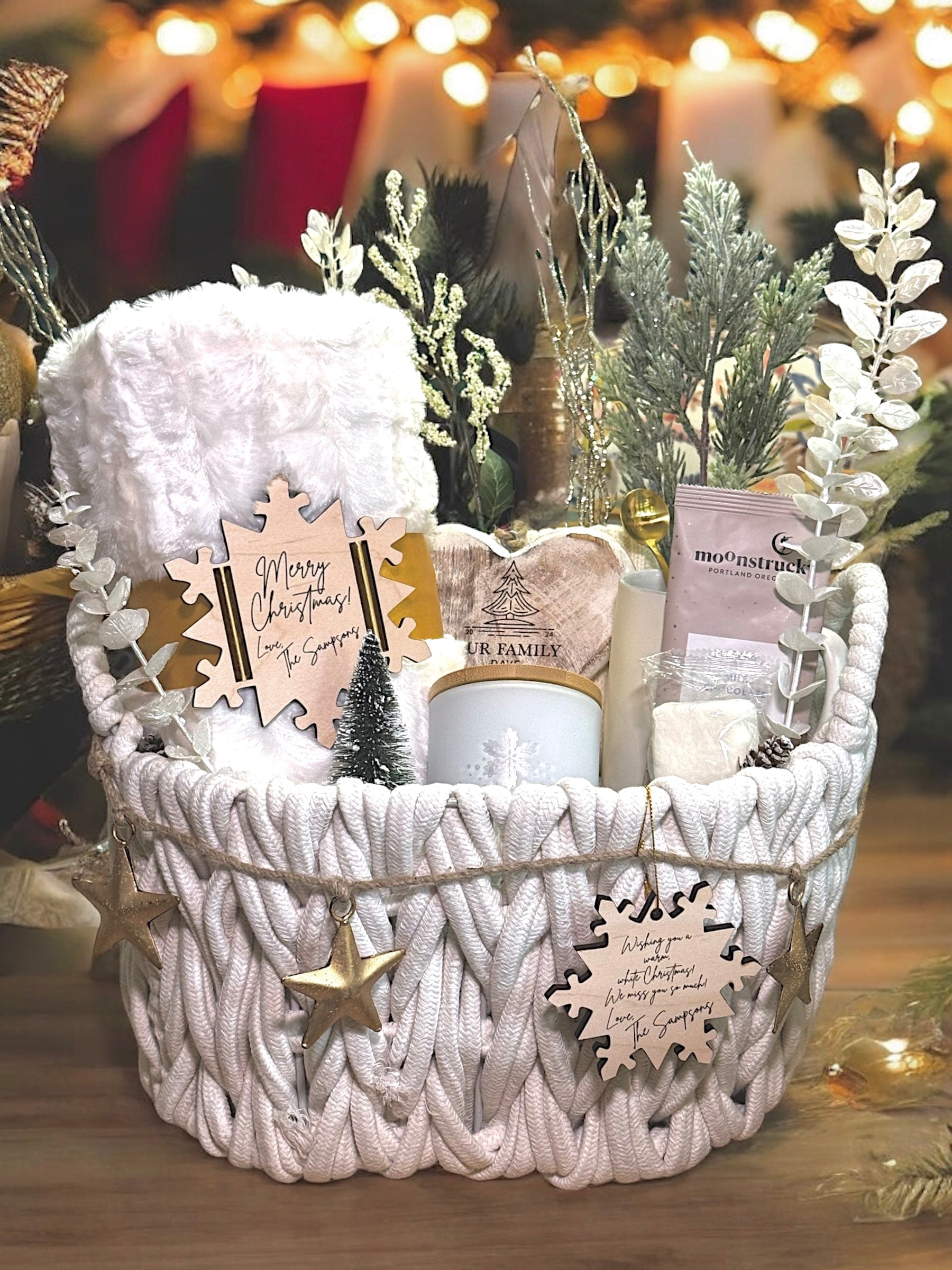 Winter White Holiday Basket Holiday Cozy Basket White