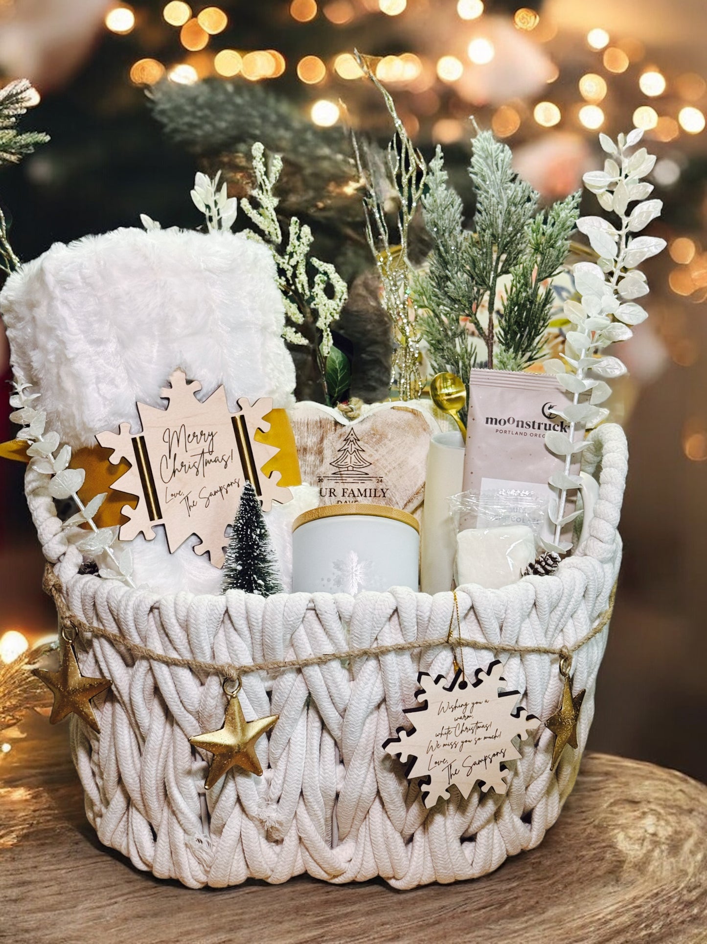 Winter White Holiday Basket | Holiday Cozy Basket | White Christmas Gift Basket