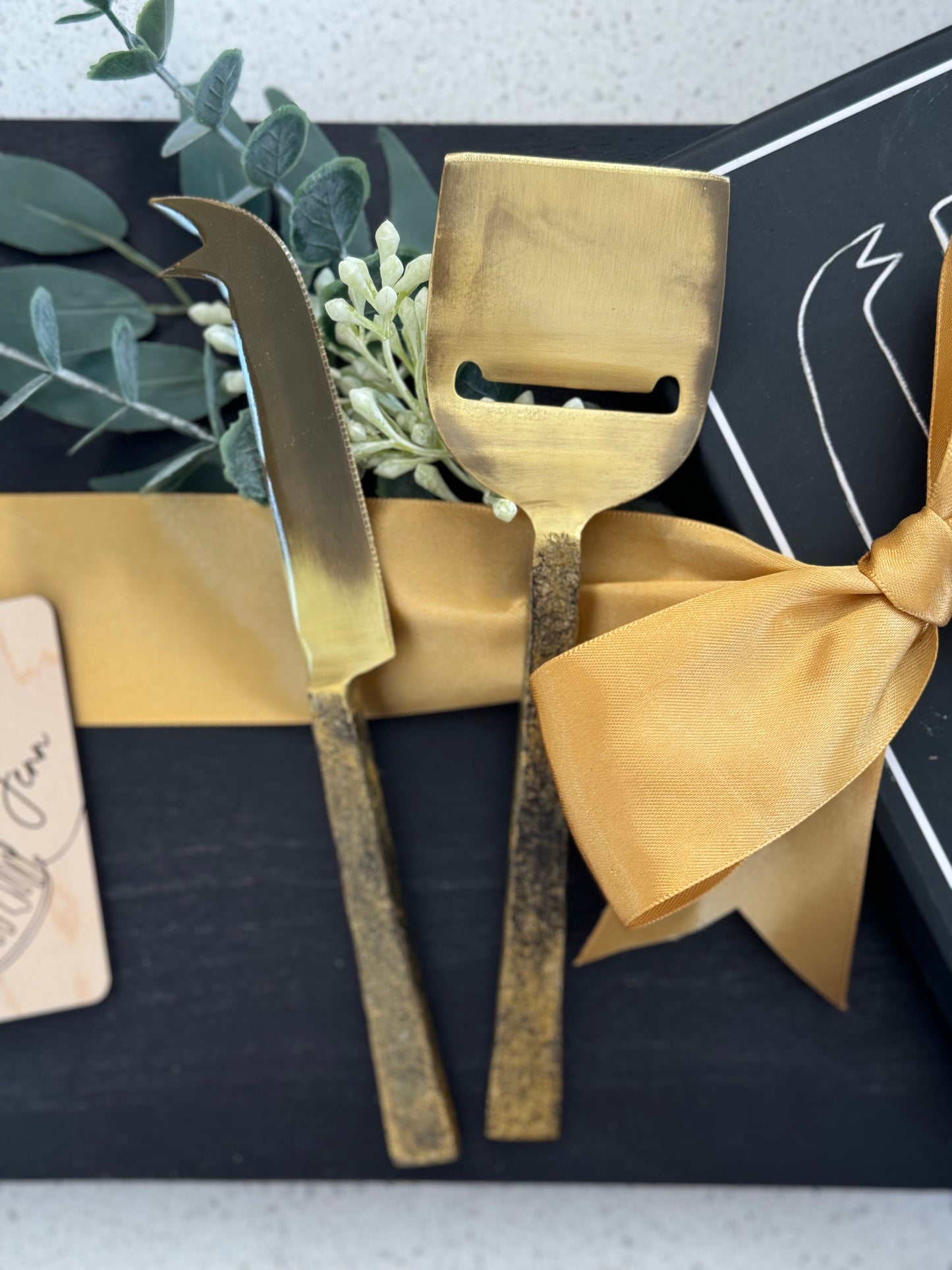 Black Charcuterie Board & Knives Set | Closing Gift | Realtor Closing Gift Set | Charcuterie Gift Set