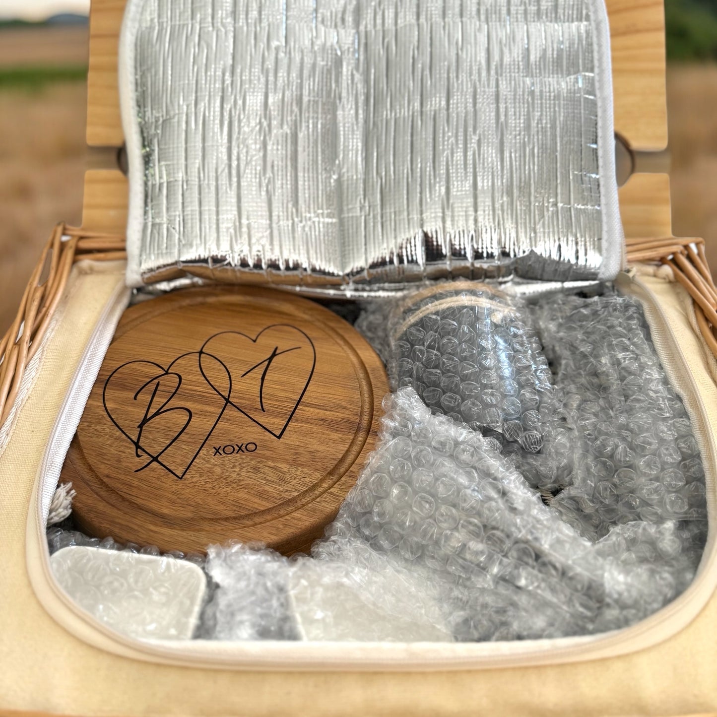 Wedding Personalized Picnic Basket & Mini Charcuterie Tray | Wedding Gift | Custom Wedding Gift Basket