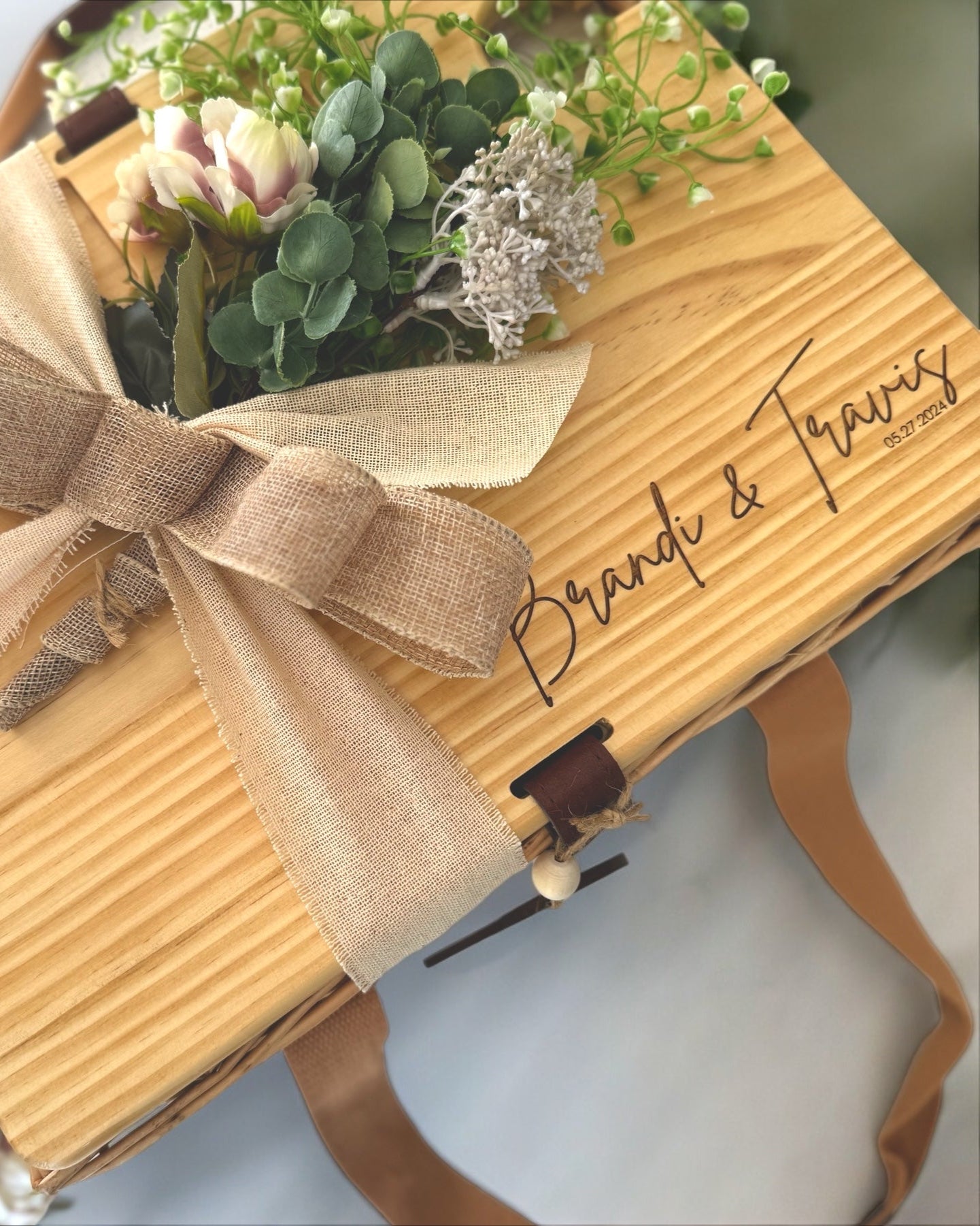 Wedding Personalized Picnic Basket & Mini Charcuterie Tray | Wedding Gift | Custom Wedding Gift Basket