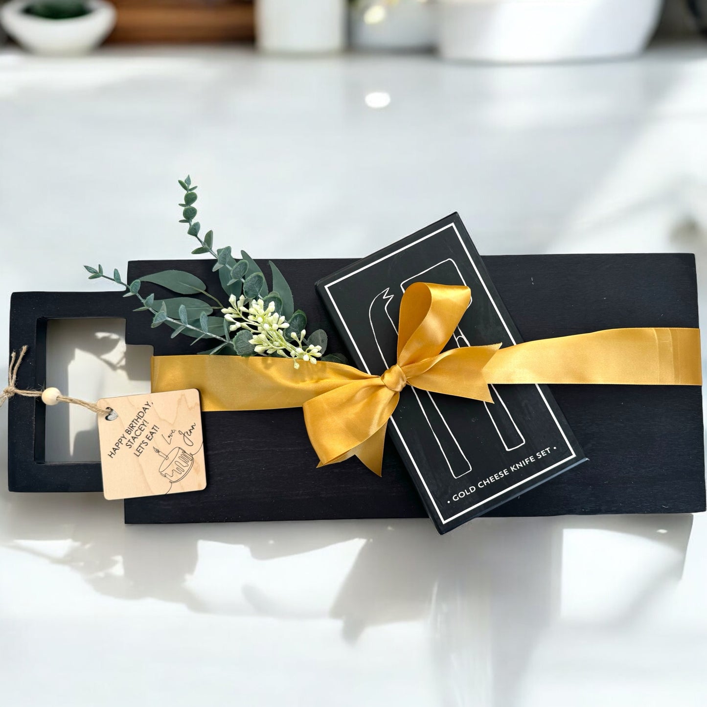 Black Charcuterie Board & Knives Set | Closing Gift | Realtor Closing Gift Set | Charcuterie Gift Set