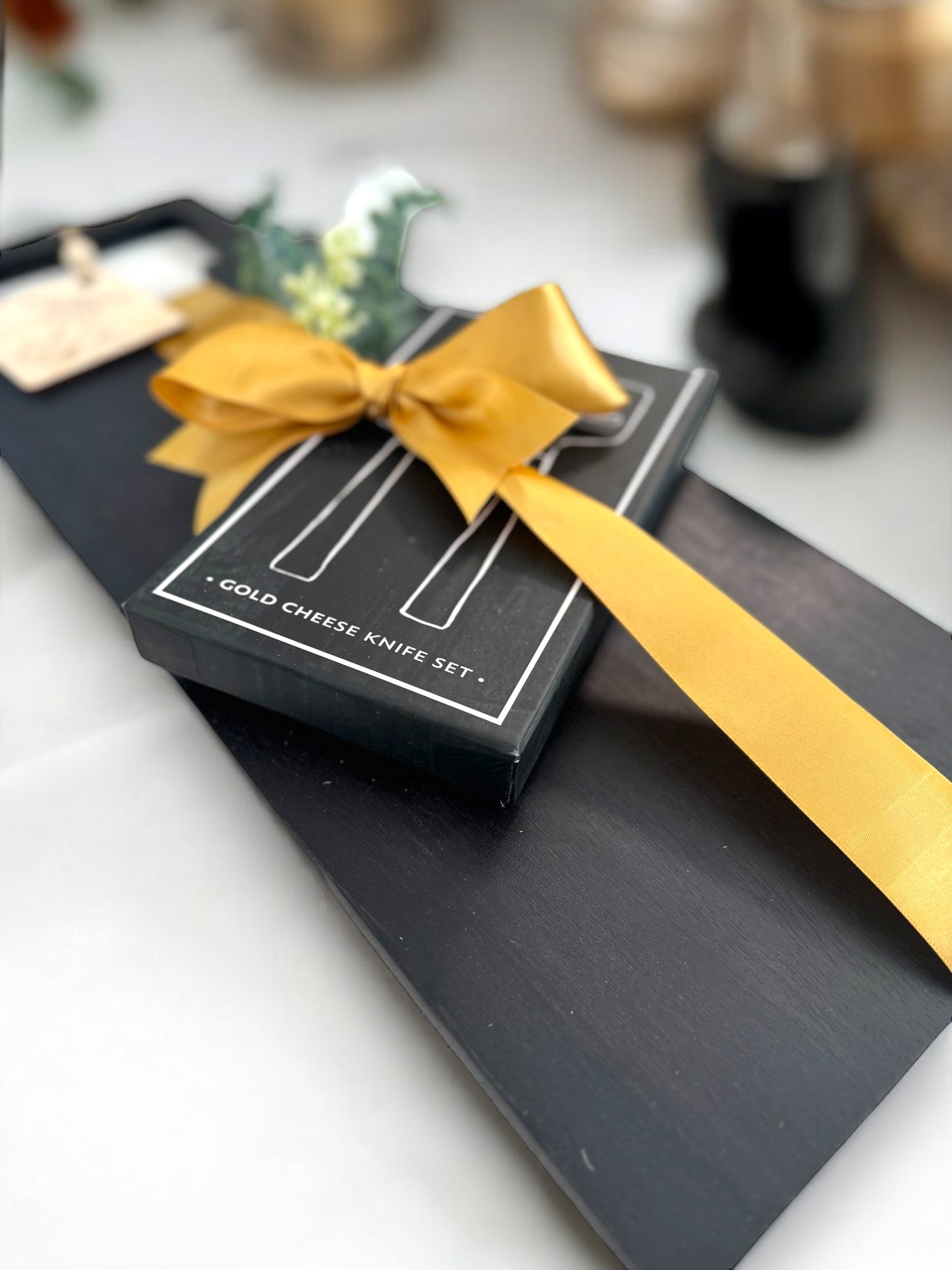 Black Charcuterie Board & Knives Set | Closing Gift | Realtor Closing Gift Set | Charcuterie Gift Set