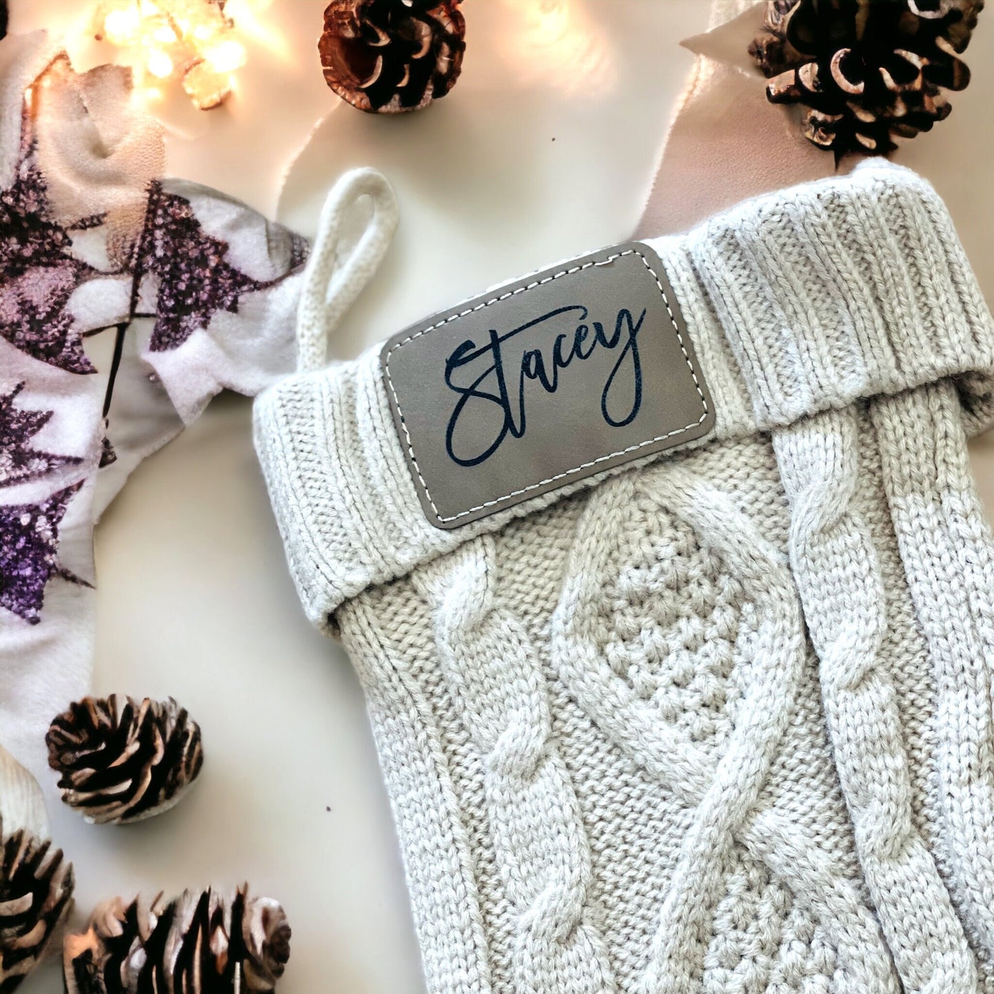 Custom Christmas Stocking | 18 inch Cable Knit Stocking | Personalized Stocking