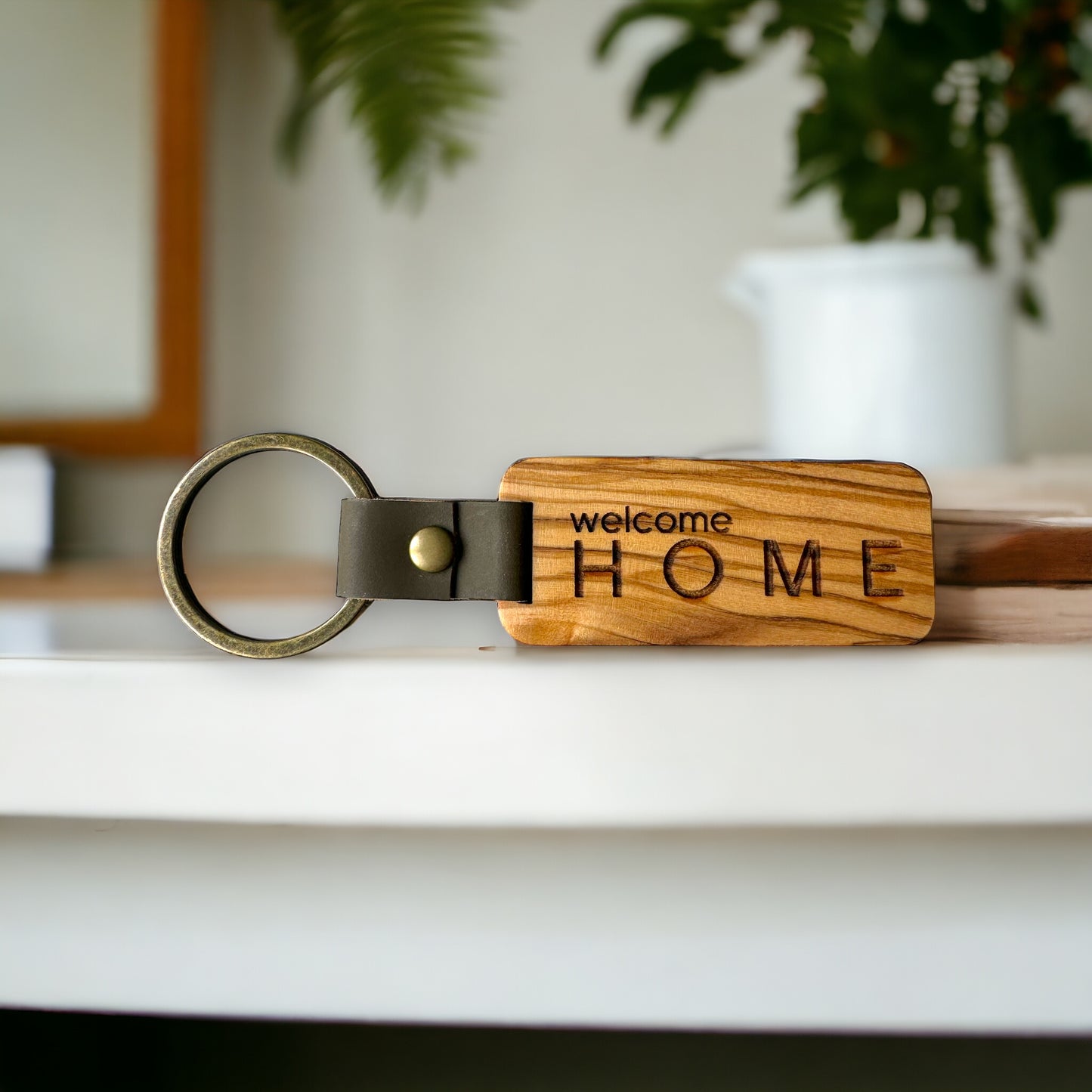 New Home Wood Keychain