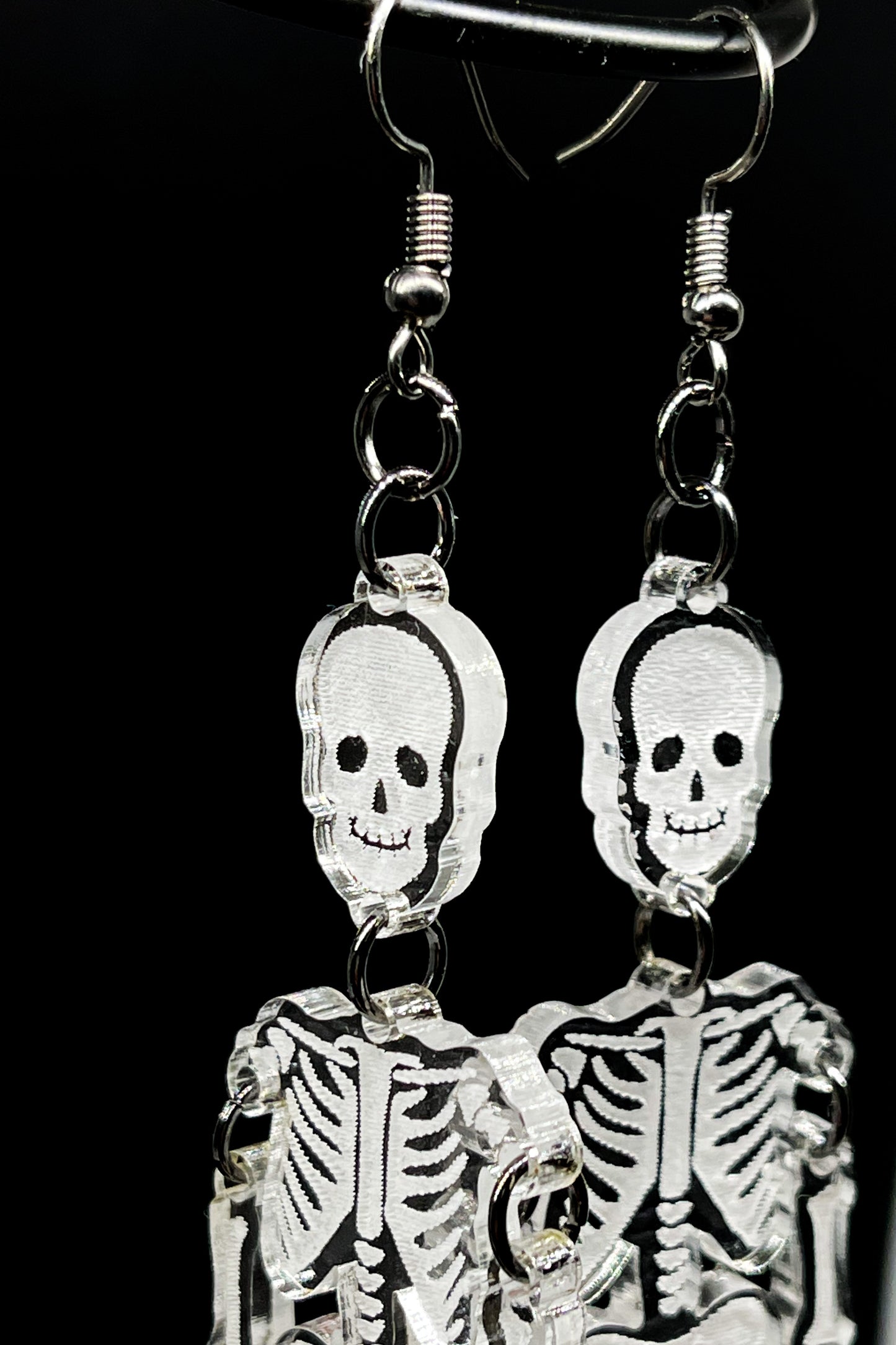 Spooky Skeleton Dangle Earrings | Halloween | Acrylic Skeleton Earrings