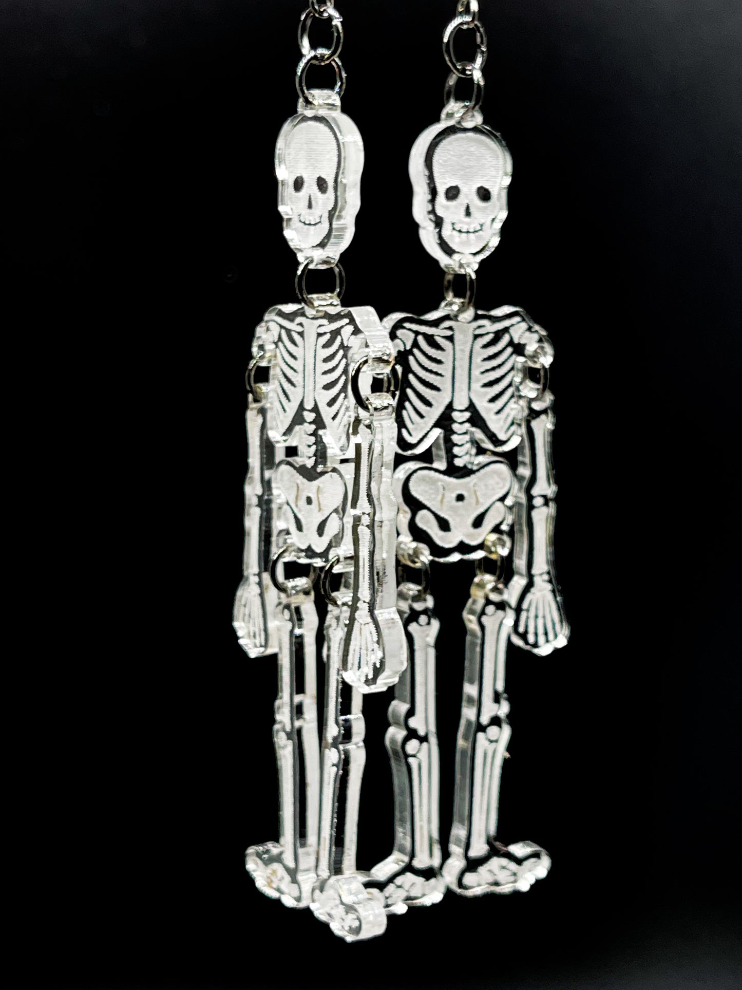 Spooky Skeleton Dangle Earrings | Halloween | Acrylic Skeleton Earrings