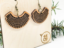 Load image into Gallery viewer, RBG Ruth Bader Ginsburg Dissent Collar Dangle Drop Earrings, Wood
