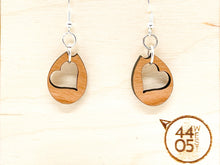 Load image into Gallery viewer, Cherry Wood Heart Cutout Dangle Earrings
