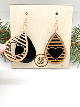 Load image into Gallery viewer, Modern Wood Heart and Acrylic Earrings; Customized
