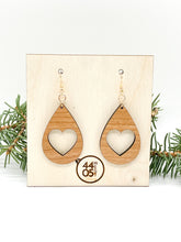 Load image into Gallery viewer, Heart Silhouette Cut Out Drop/Dangle Earrings, Wood
