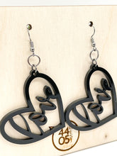 Load image into Gallery viewer, Black Love Heart Earrings; Acrylic

