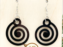 Load image into Gallery viewer, Black Acrylic Spiral Earrings, Modern, Acrylic
