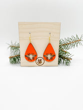Load image into Gallery viewer, Orange Bee Dangle Earrings for Bee Lovers, Wood
