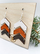 Load image into Gallery viewer, Handcrafted Wood Chevron Earrings, Multicolor
