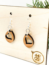 Load image into Gallery viewer, Cherry Wood Heart Cutout Dangle Earrings
