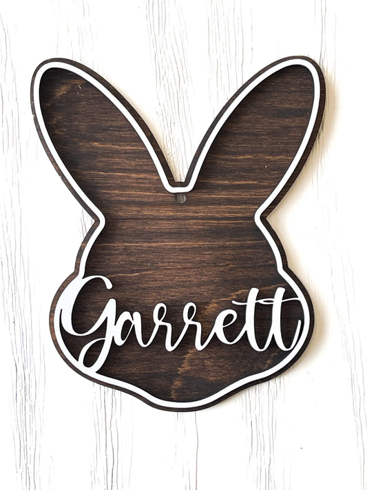 Personalized Easter Basket Tags | Wooden Bunny Tags