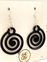 Load image into Gallery viewer, Black Acrylic Spiral Earrings, Modern, Acrylic
