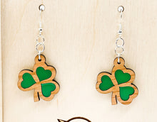 Load image into Gallery viewer, Shamrock Earrings | St. Patrick&#39;s Day | Wood &amp; Acrylic
