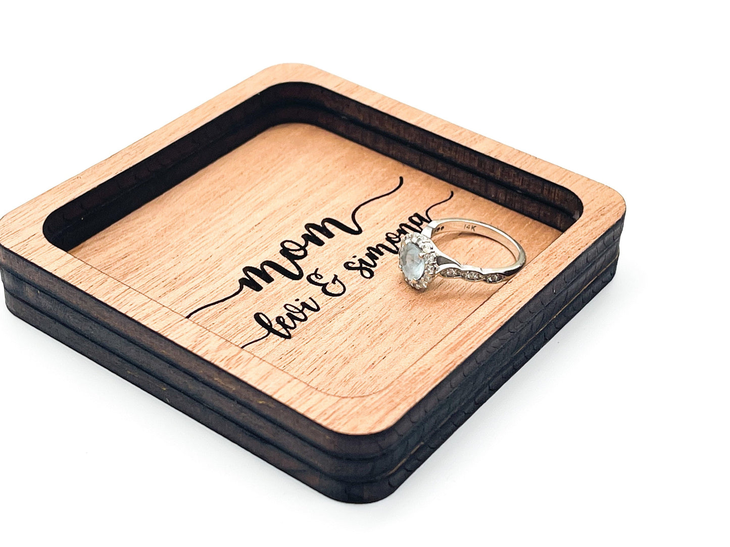 Wood Ring Tray | Jewelry Holder | 3.5” | Mahogany Finish