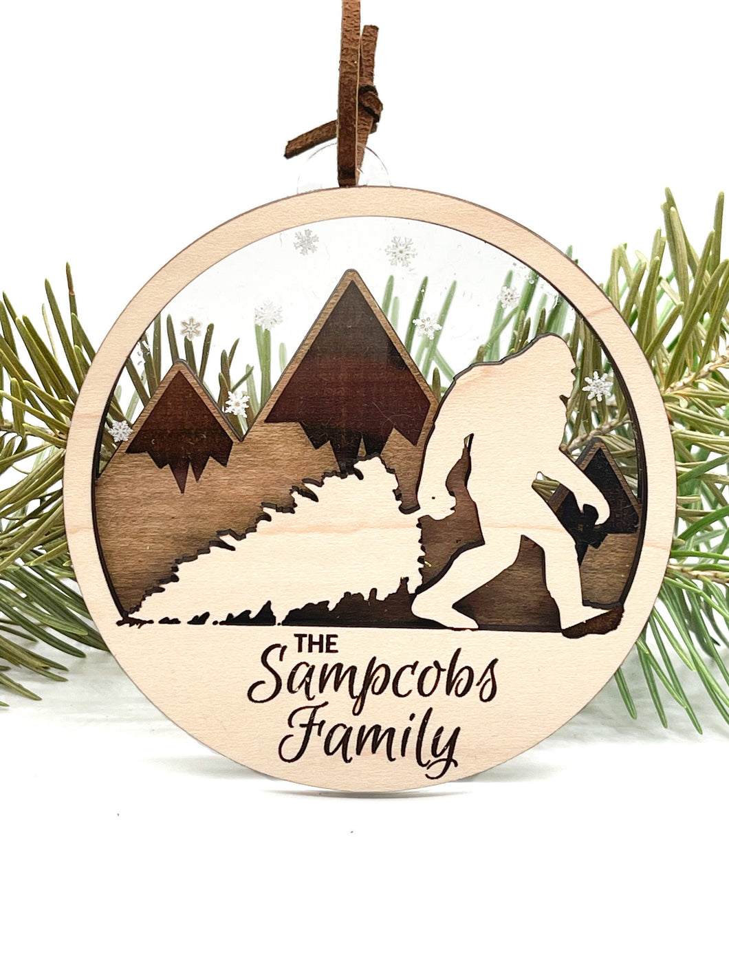 Custom Bigfoot Holiday Ornament; Personalized; A Sasquatch Christmas
