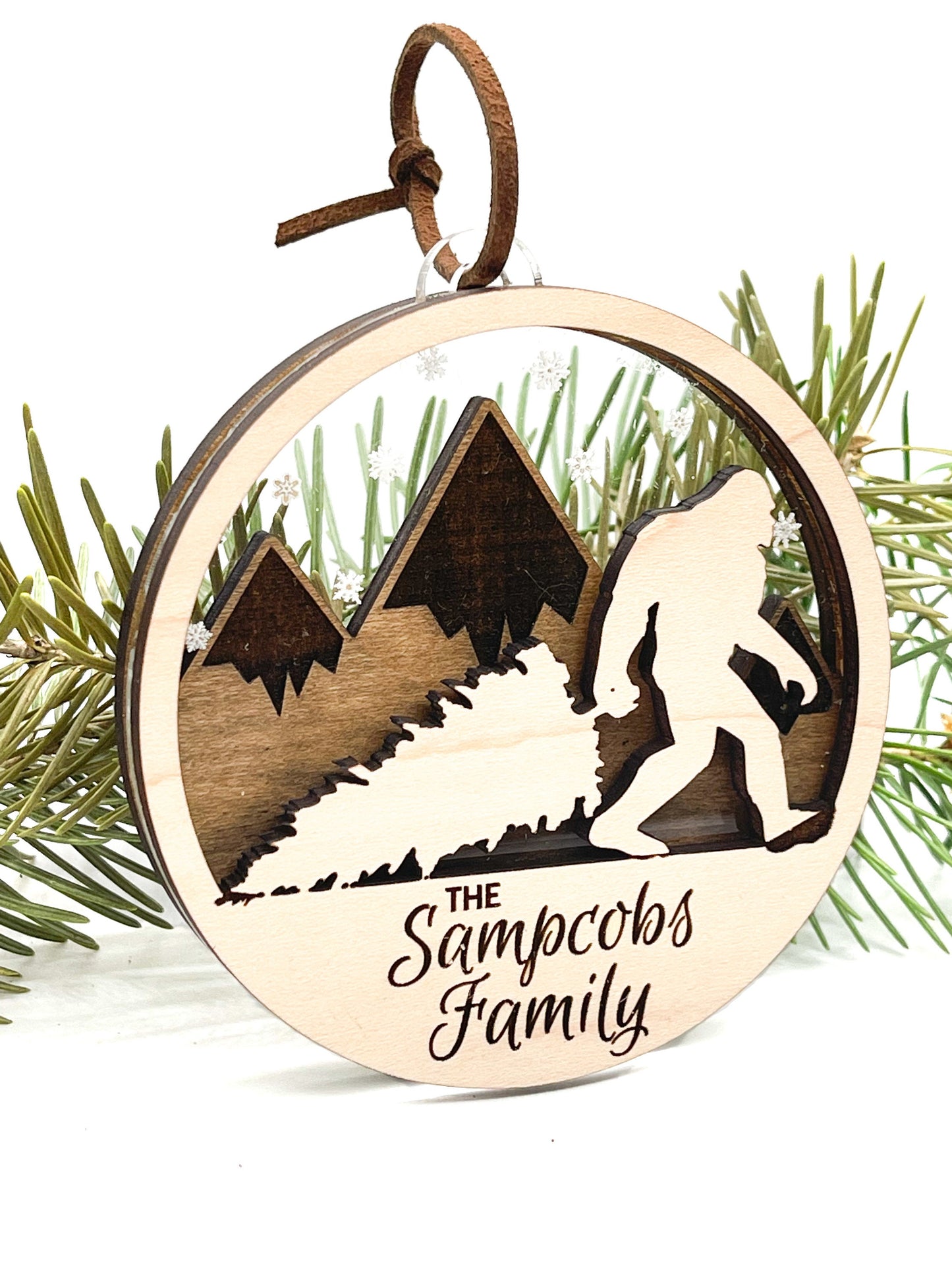 Custom Bigfoot Holiday Ornament; Personalized; A Sasquatch Christmas