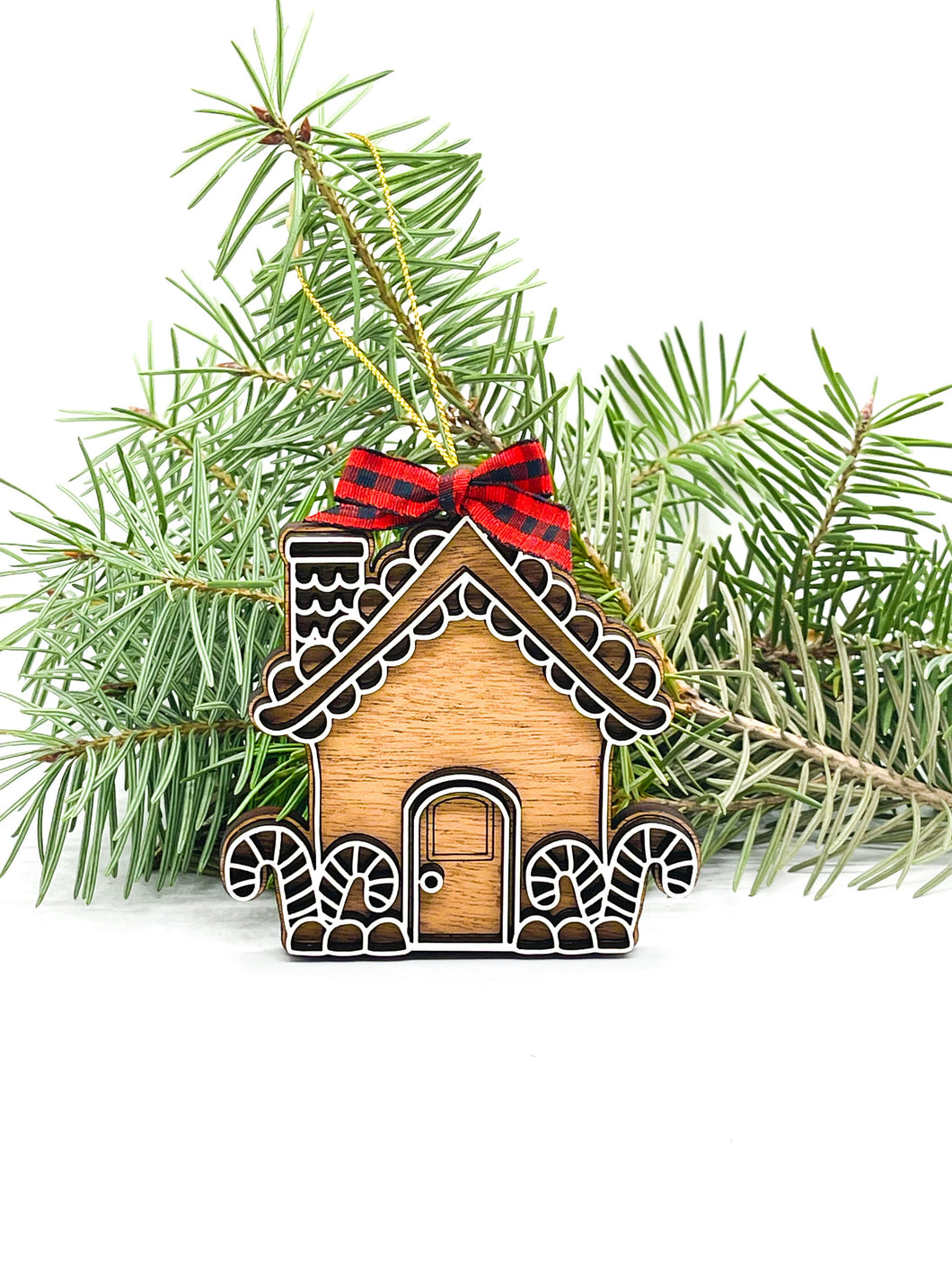 Gingerbread House Christmas Ornament | Personalized Wood Holiday Ornament