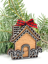 Load image into Gallery viewer, Gingerbread House Christmas Ornament | Personalized Wood Holiday Ornament
