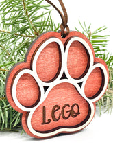 Load image into Gallery viewer, Personalized Paw Print Pet Ornament | Pet Christmas Ornament
