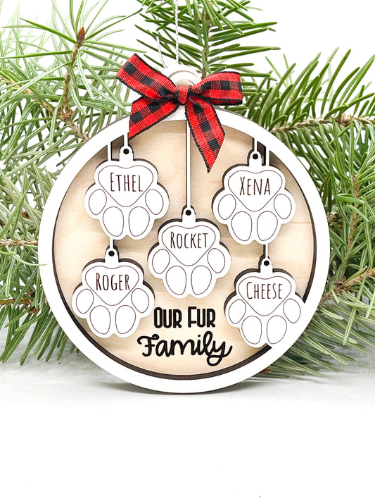 Our Fur Family Ornament | Pet Christmas Ornament | Dog and Cat Ornament|