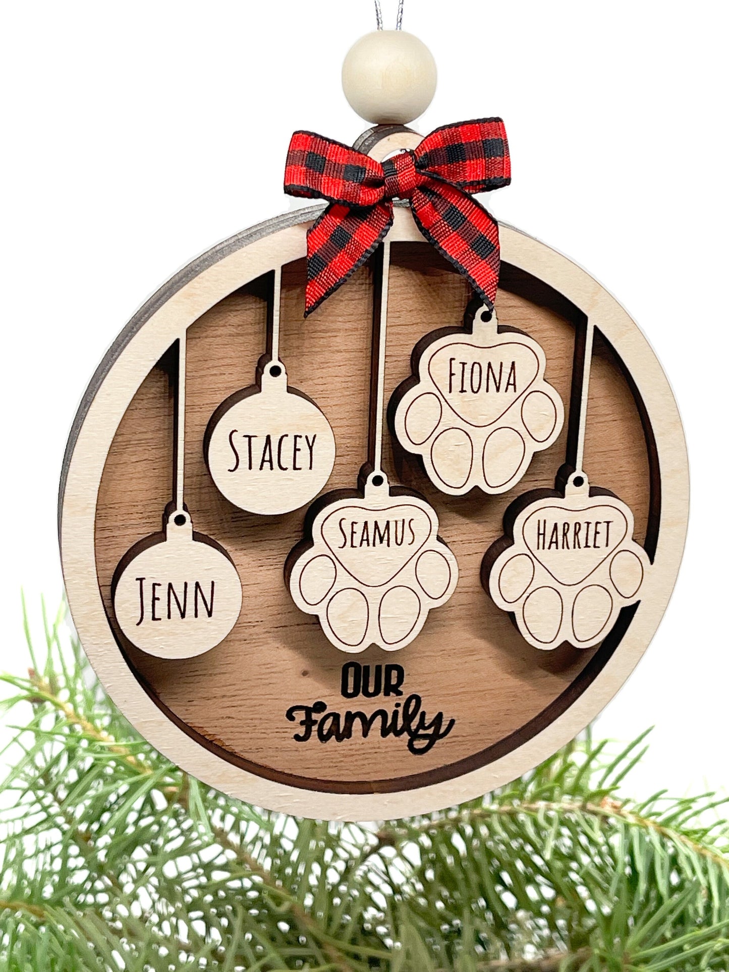 Family and Fur Family Personalized Custom Holiday Ornament - Pet
