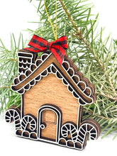 Load image into Gallery viewer, Gingerbread House Christmas Ornament | Personalized Wood Holiday Ornament
