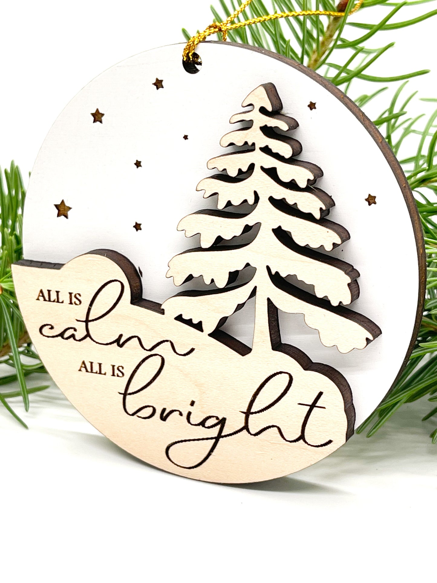 All is Calm All is Bright Ornament | Christmas Ornament | Silent Night Ornament