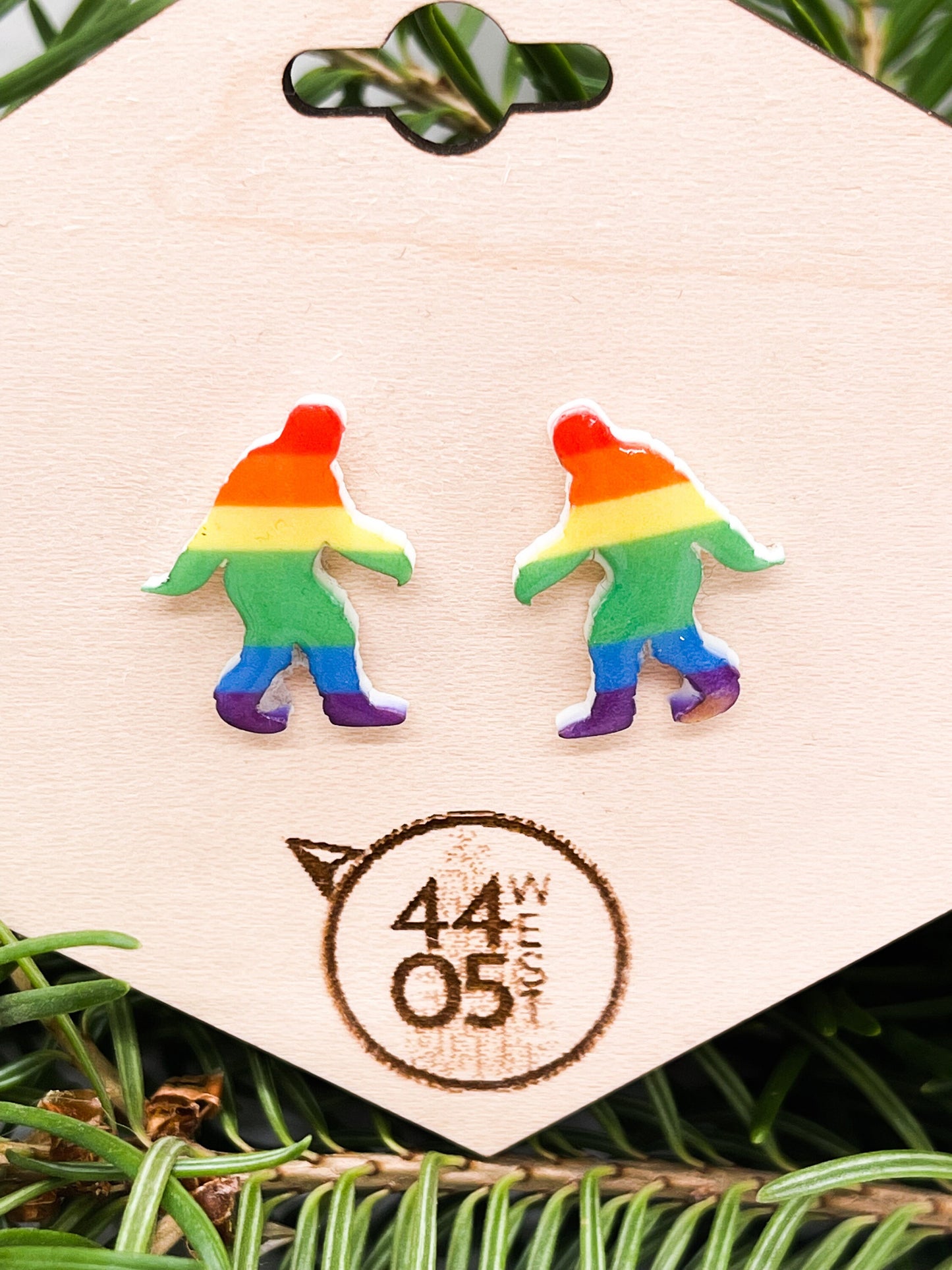 Sasquatch/Bigfoot Rainbow Stud Earrings