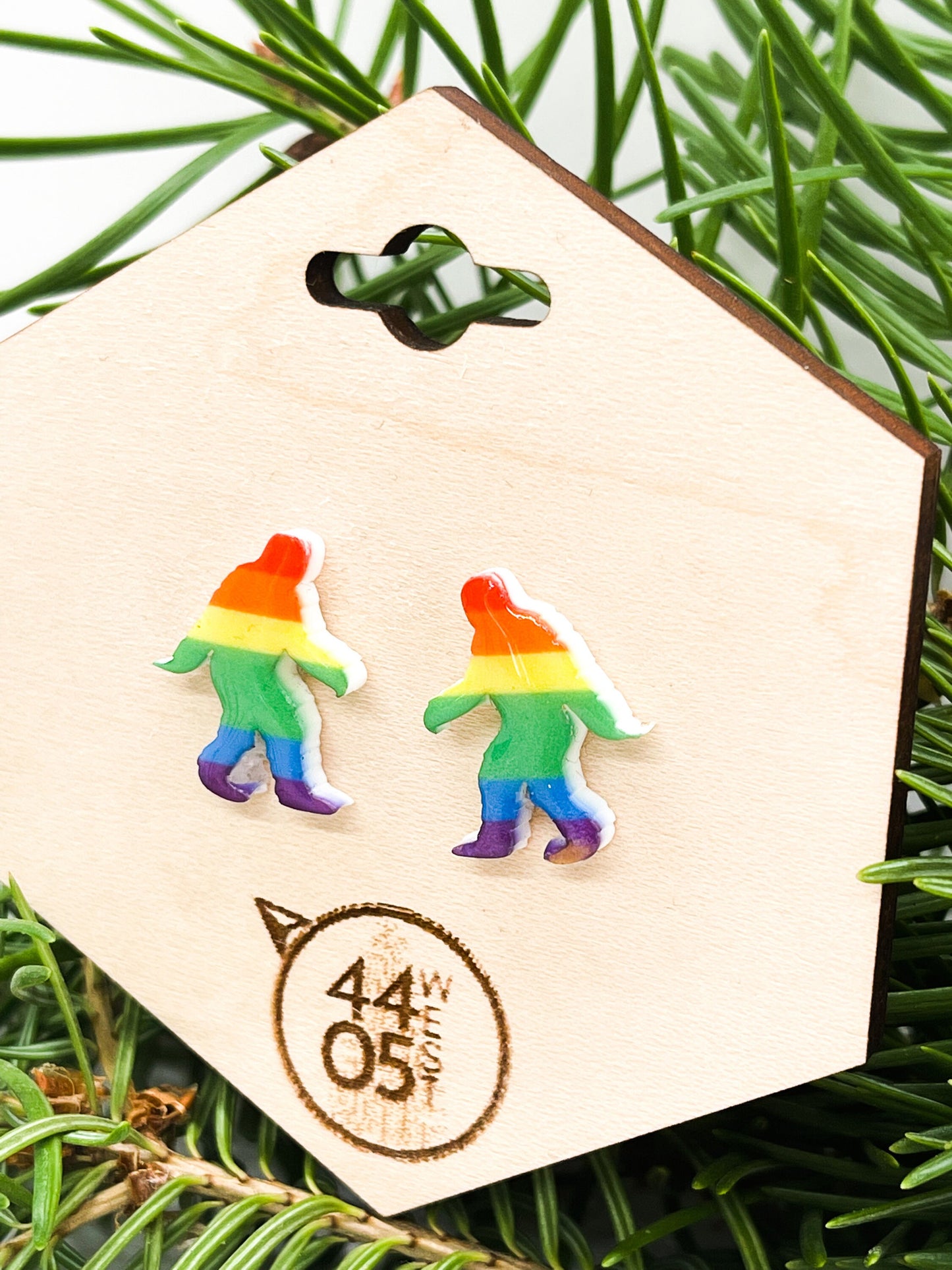 Sasquatch/Bigfoot Rainbow Stud Earrings