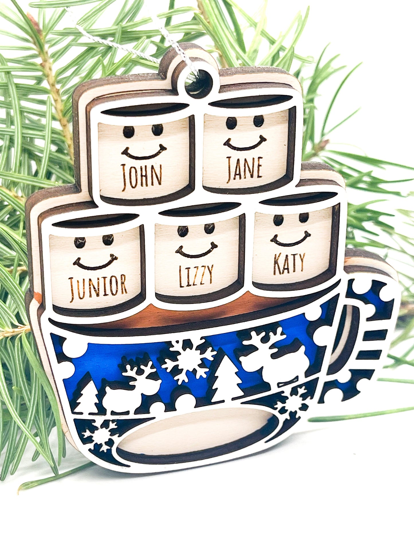 Marshmallow Peeps Ornament | Hot Cocoa Ornament | Personalized Family Ornament