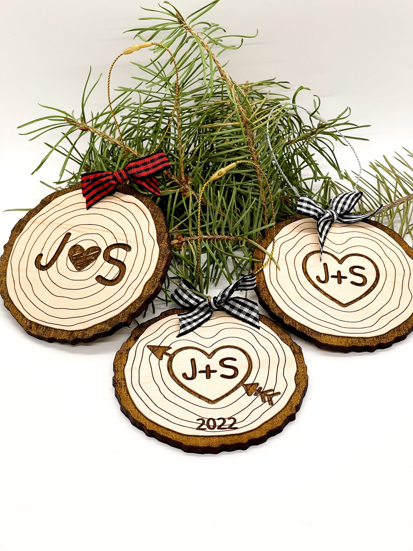 Personalized Tree Ring Ornament | Faux Wood Slice Ornament | Love Tree Ornament