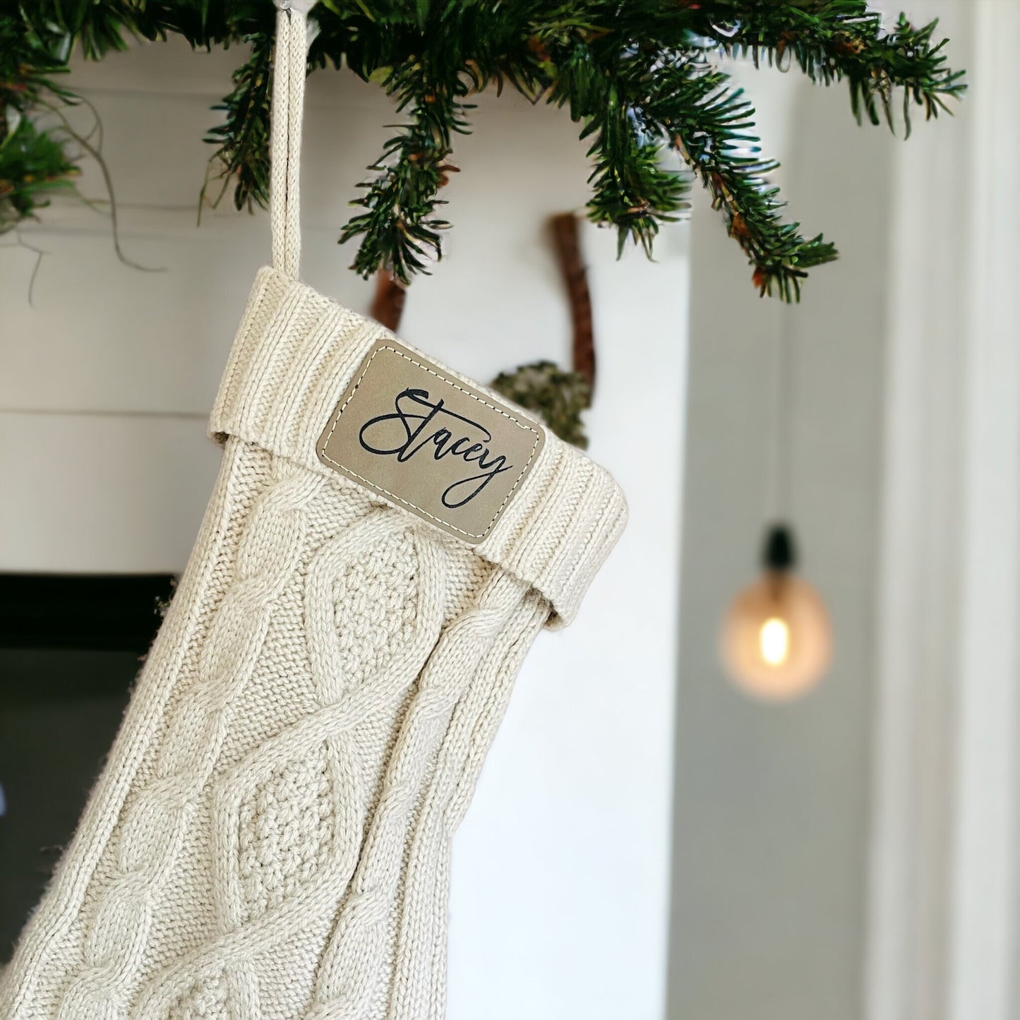 Custom Christmas Stocking | 18 inch Cable Knit Stocking | Personalized Stocking