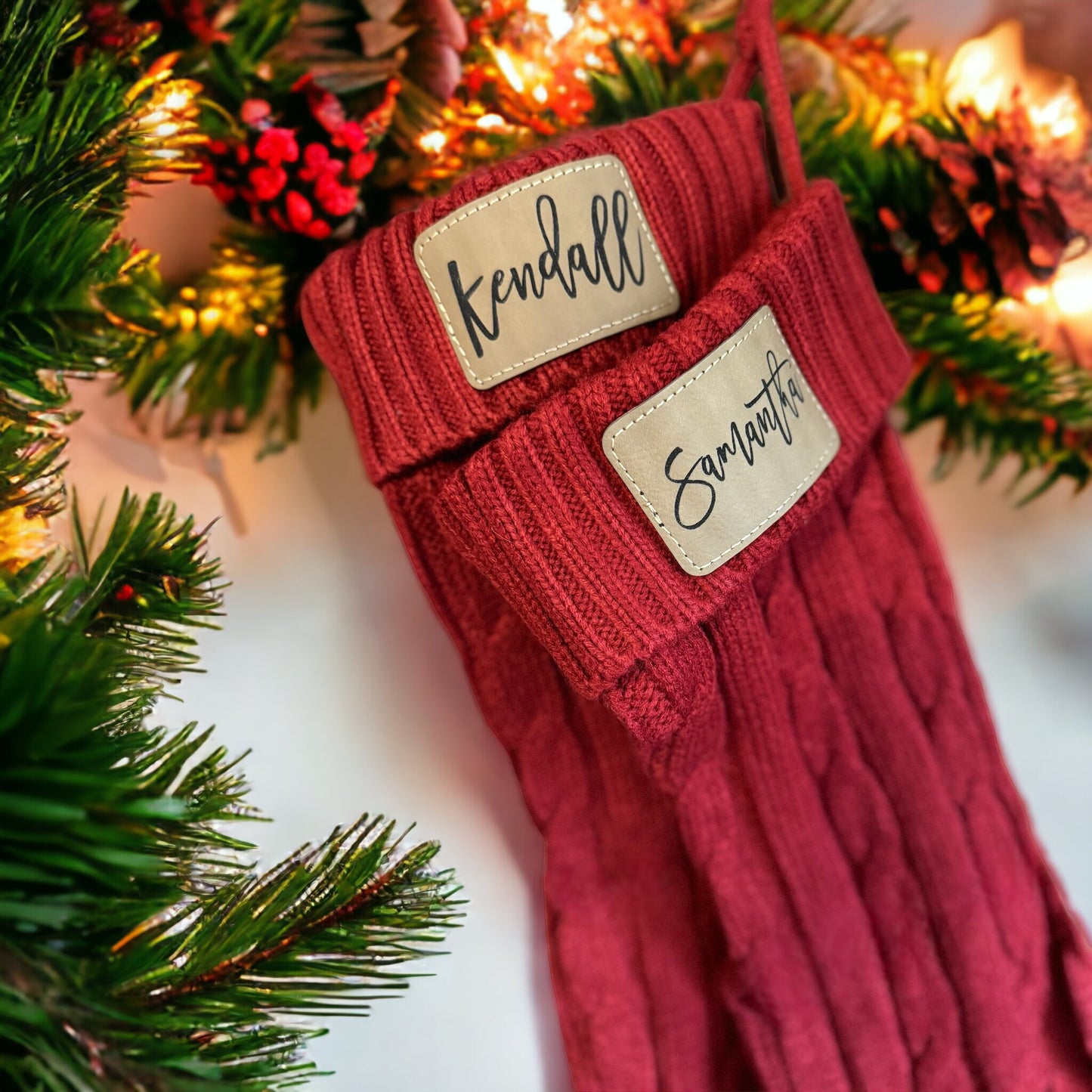 Custom Christmas Stocking | 18 inch Cable Knit Stocking | Personalized Stocking