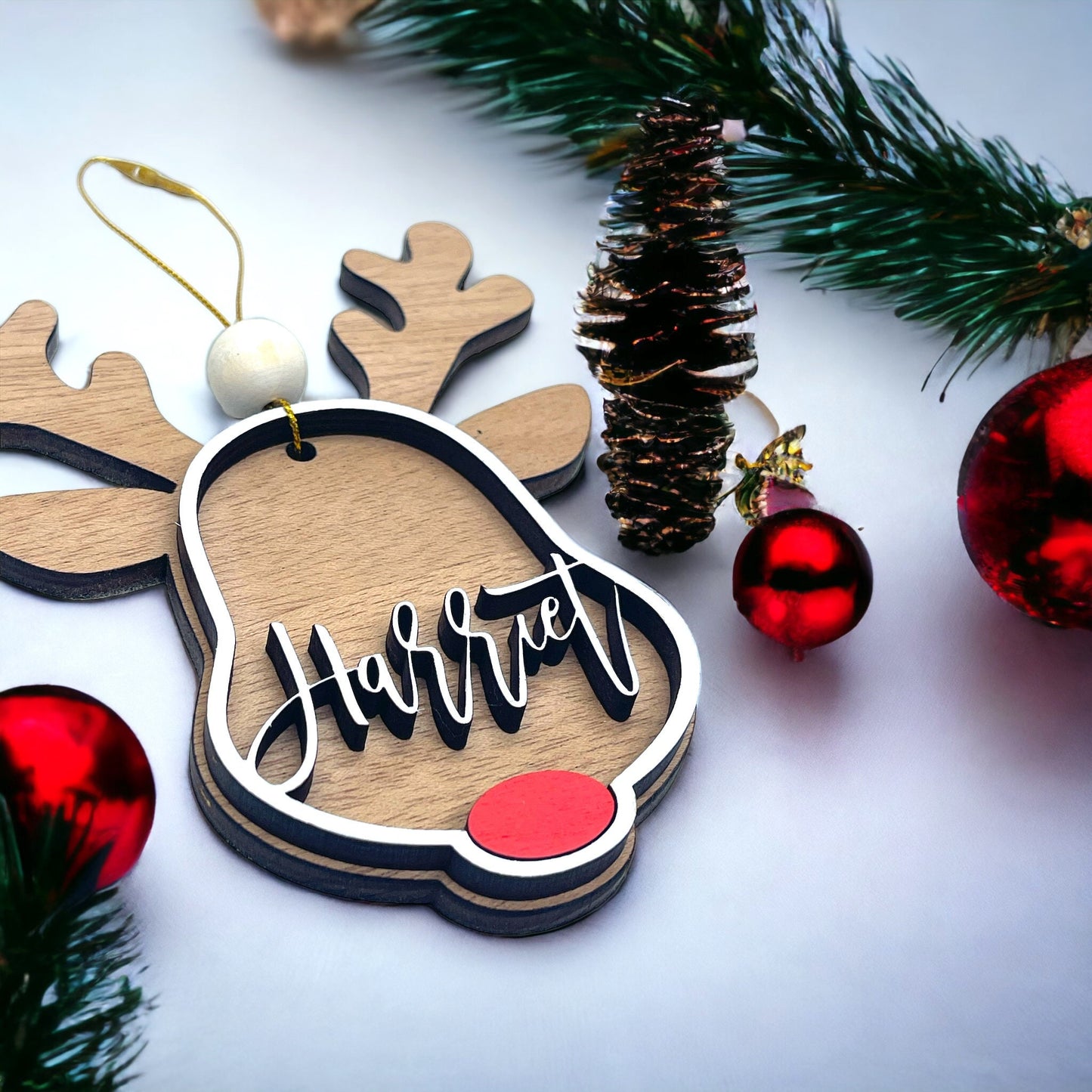 Reindeer Name Ornament | Christmas Reindeer Ornament | Custom Name Reindeer